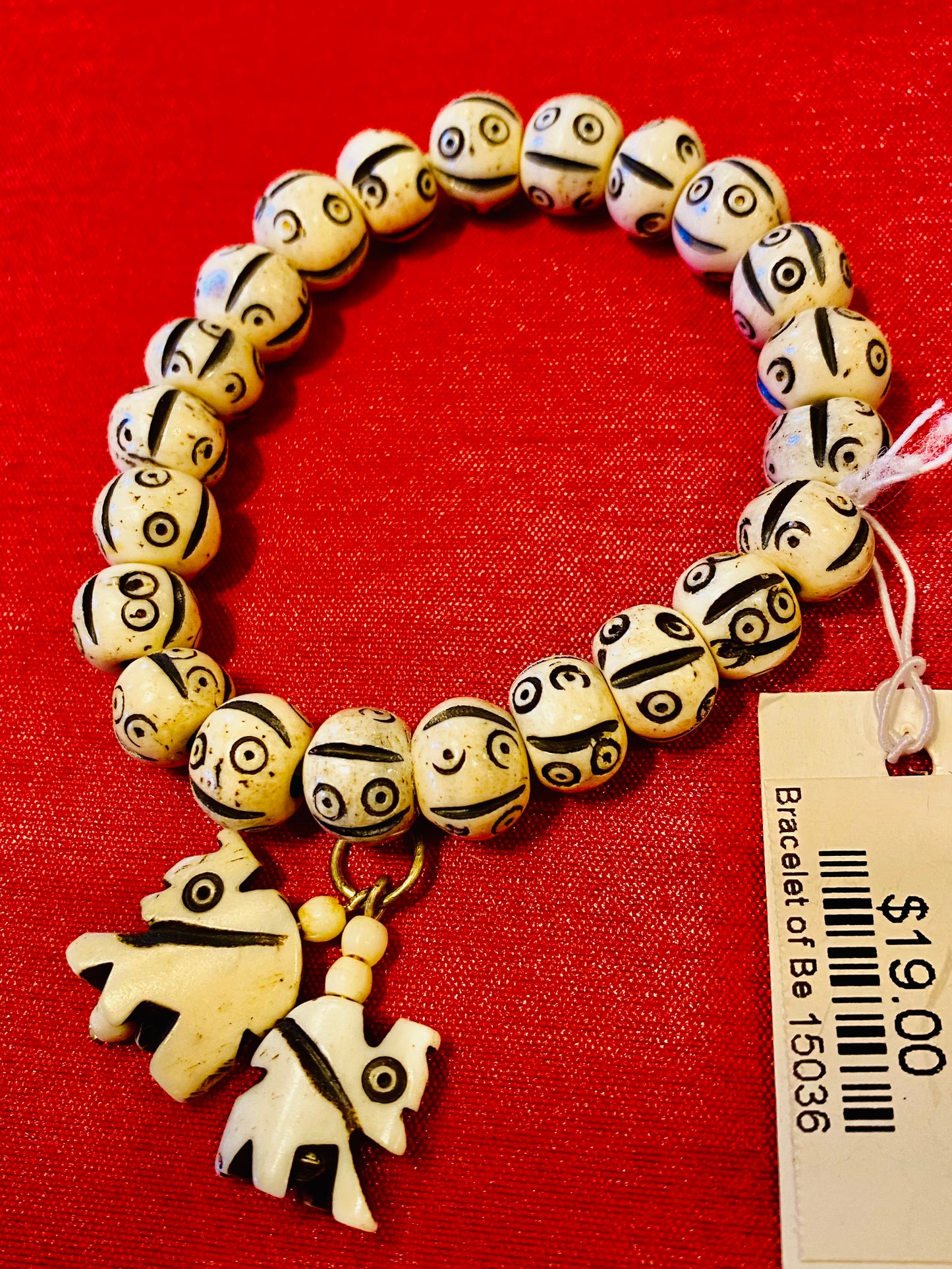 STRETCH BLACK AND CREAM EGYTPTIAN BRACELET/ SB002