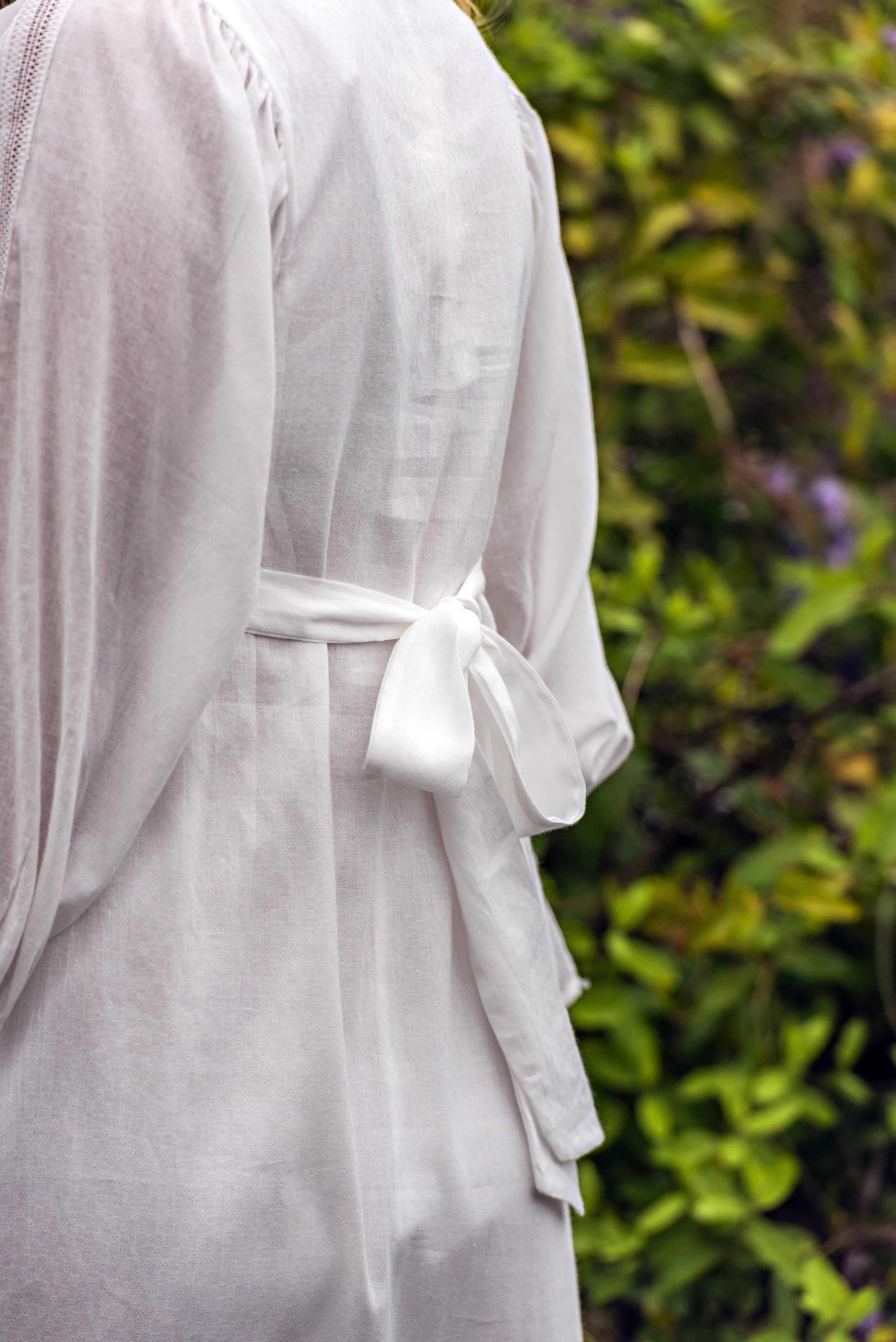 Long Sleeve Embroidered Ivory Night Gown