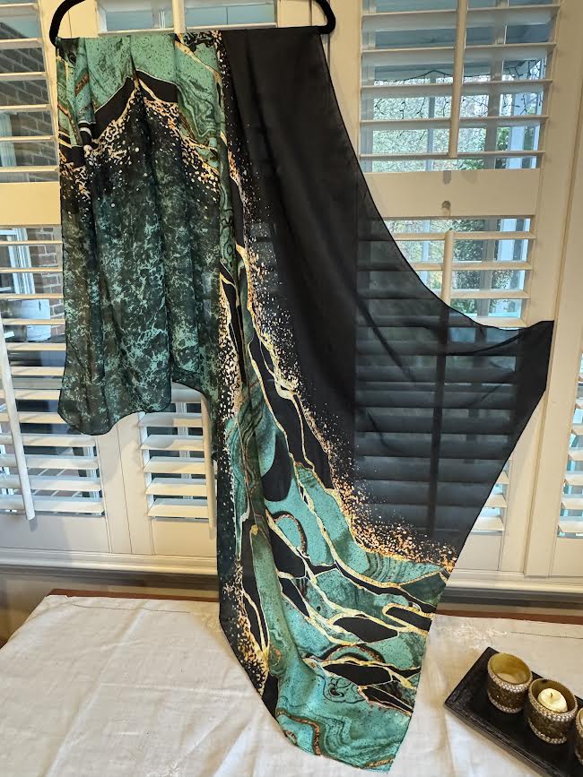 Sea Green and Black with Gold Highlights Scarf