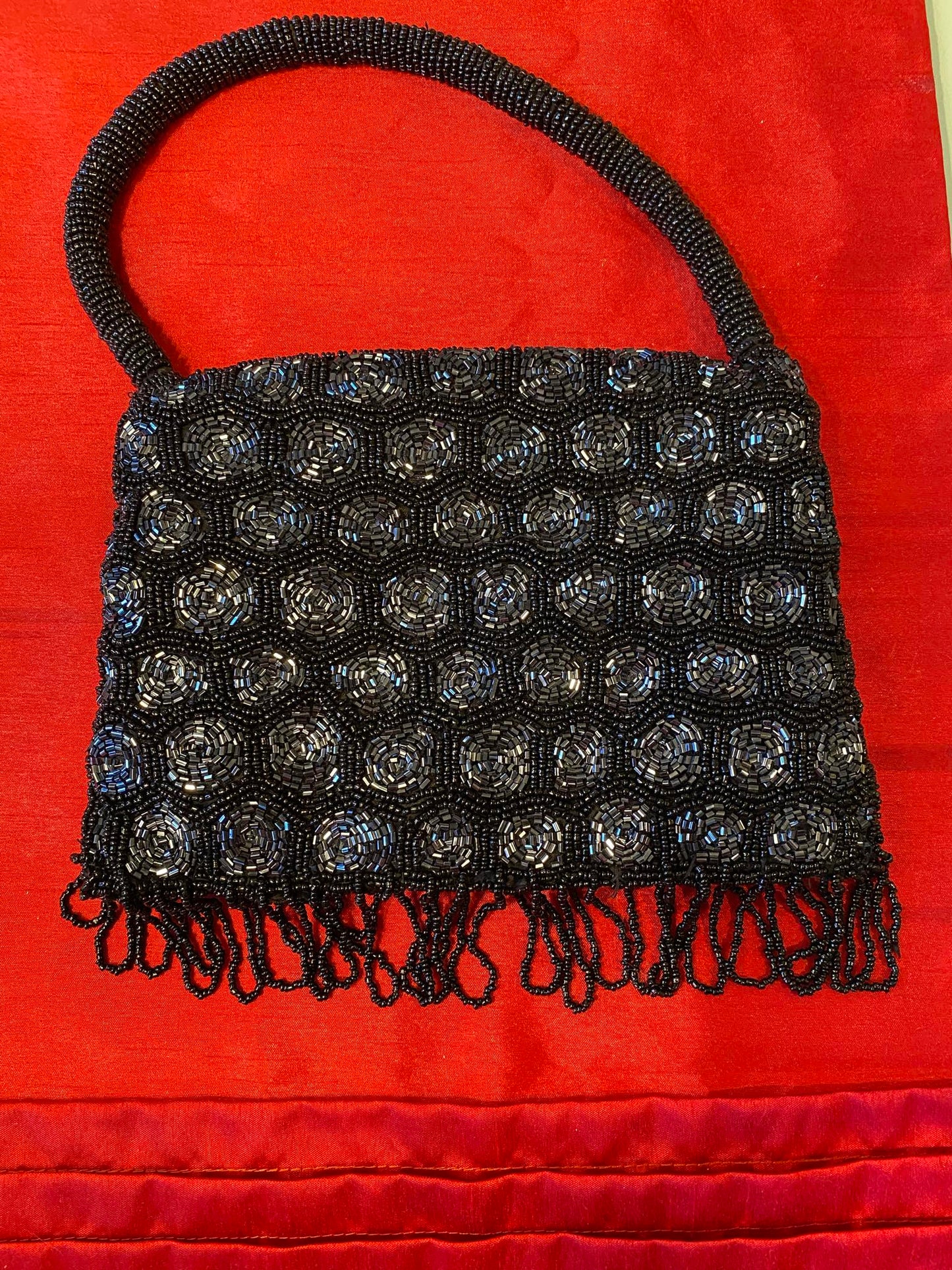 BEADED EVENING PURSE WITH STRAP NO ZIPPER - 12" WITH STRAP/ SB000