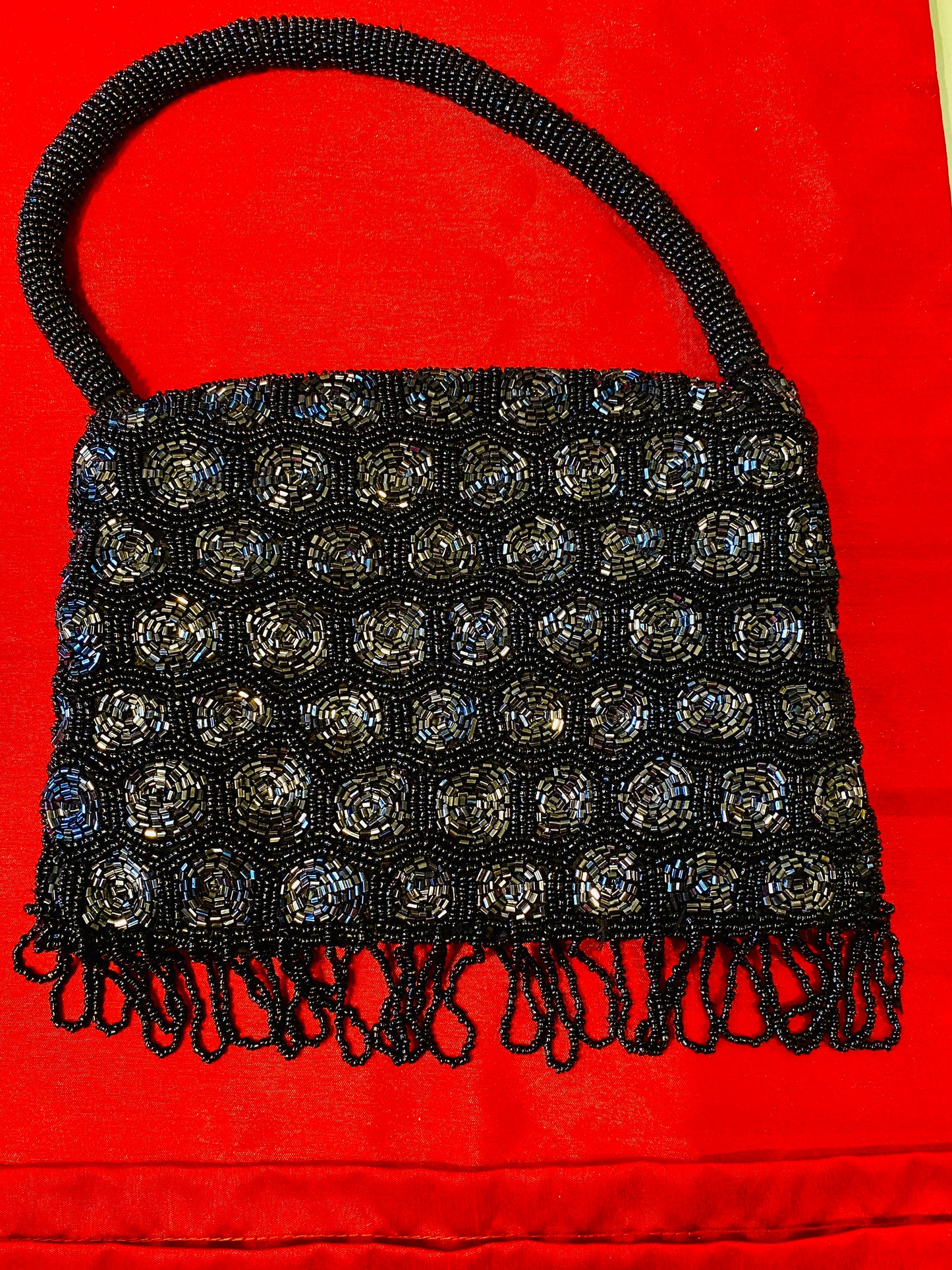 BEADED EVENING PURSE WITH STRAP NO ZIPPER - 12" WITH STRAP/ SB000