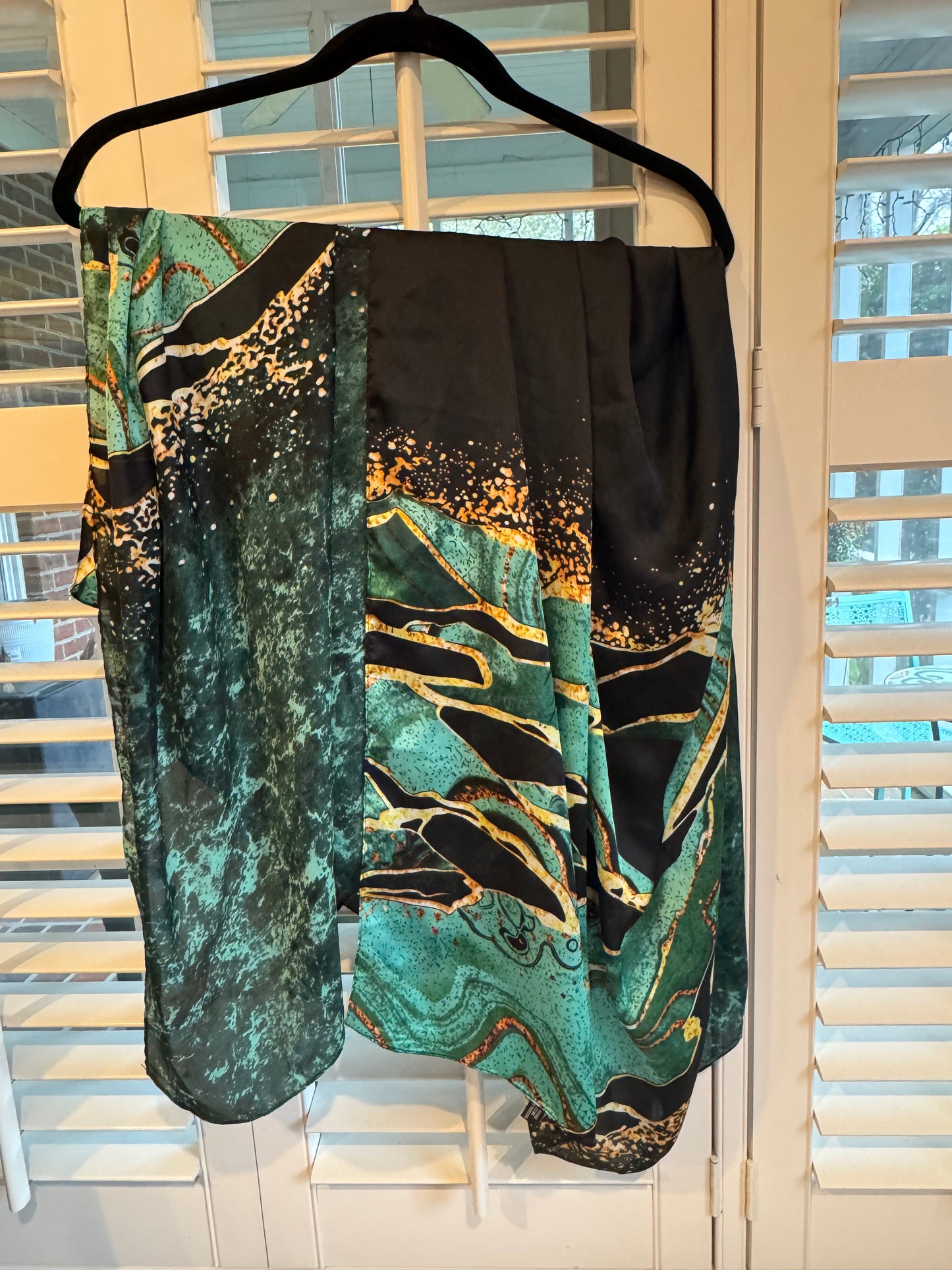 Sea Green and Black with Gold Highlights Scarf