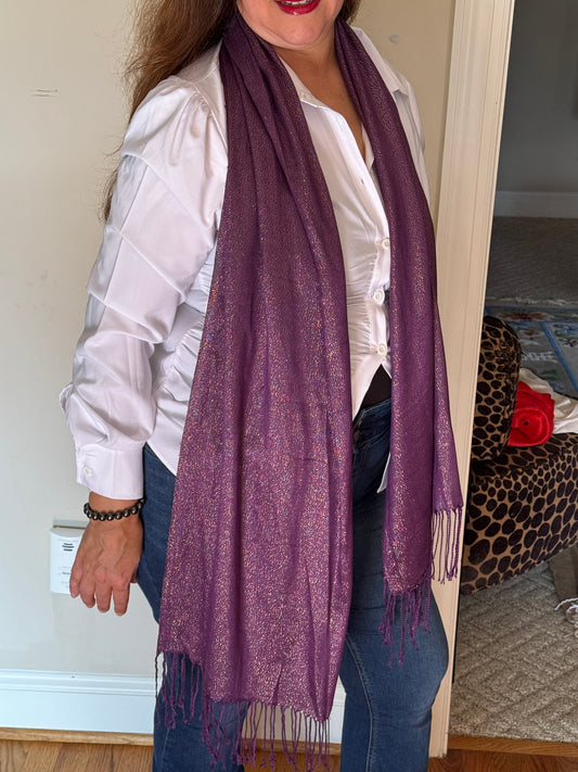 Festive Glitter Scarf -Purple