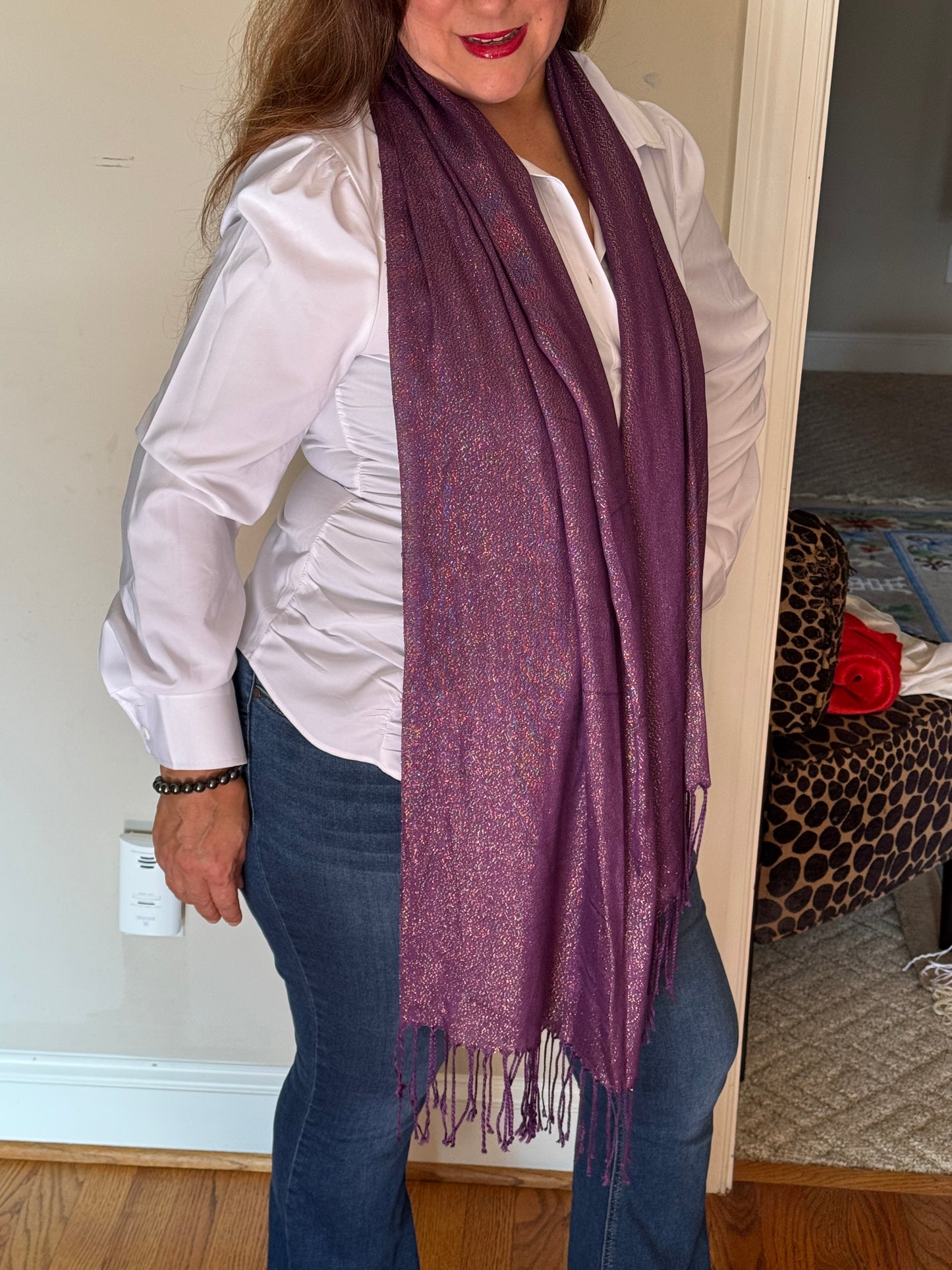 Festive Glitter Scarf -Purple