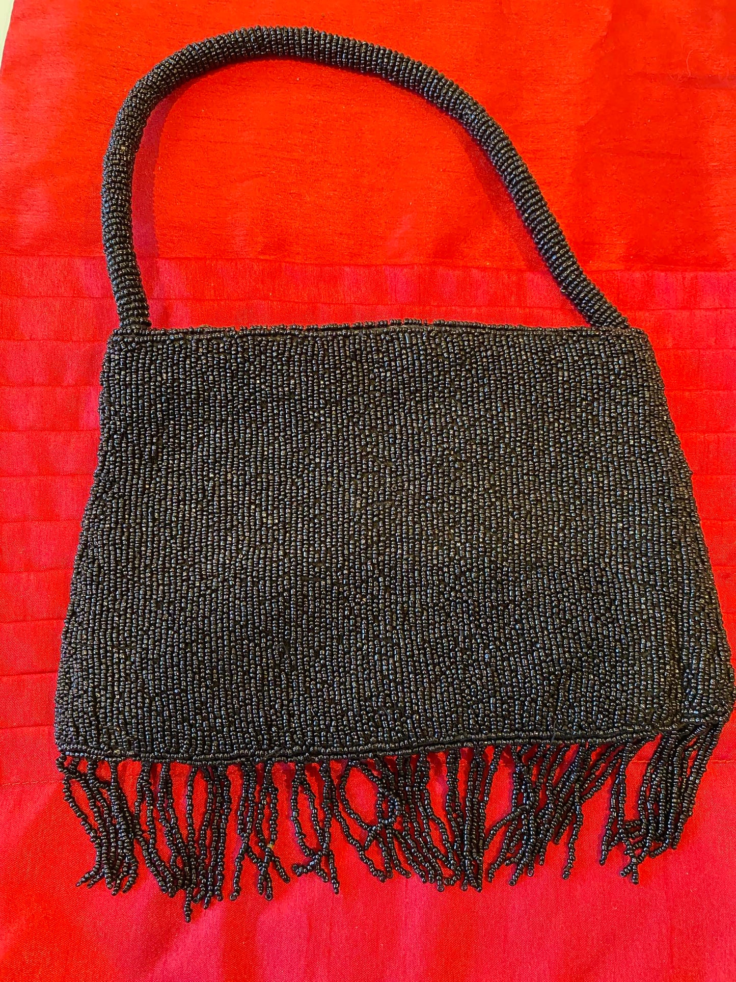 BEADED EVENING PURSE WITH STRAP AND ZIPPER - 12" WITH STRAP/ SB001