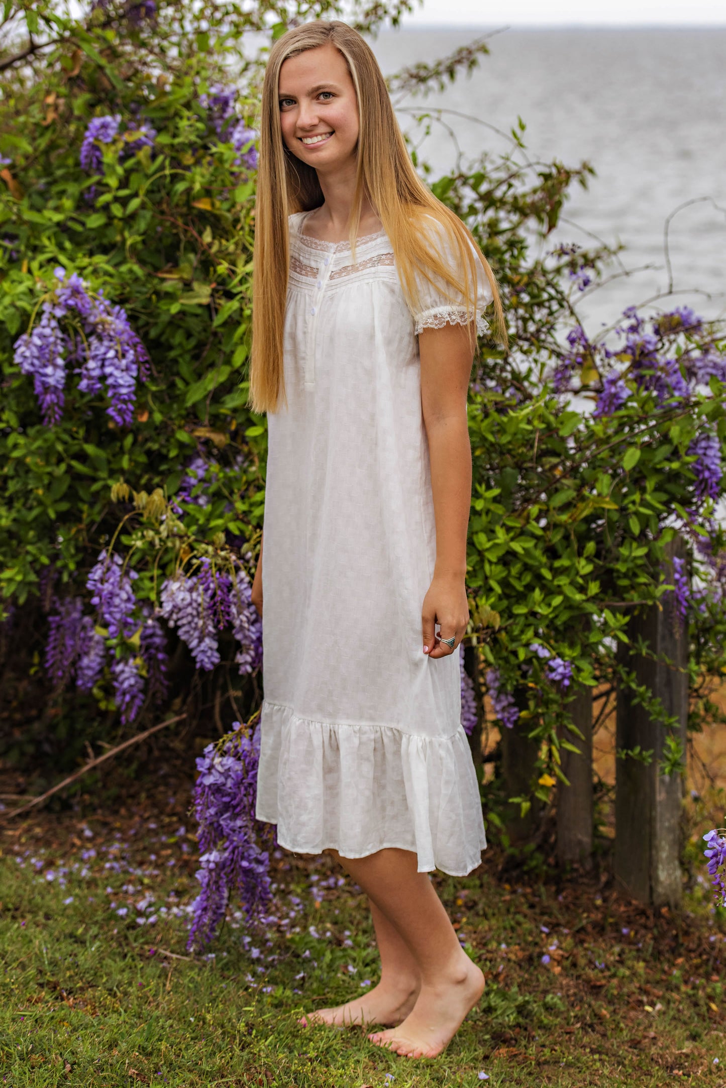 Ivory Cotton Cap Sleeve Nightgown