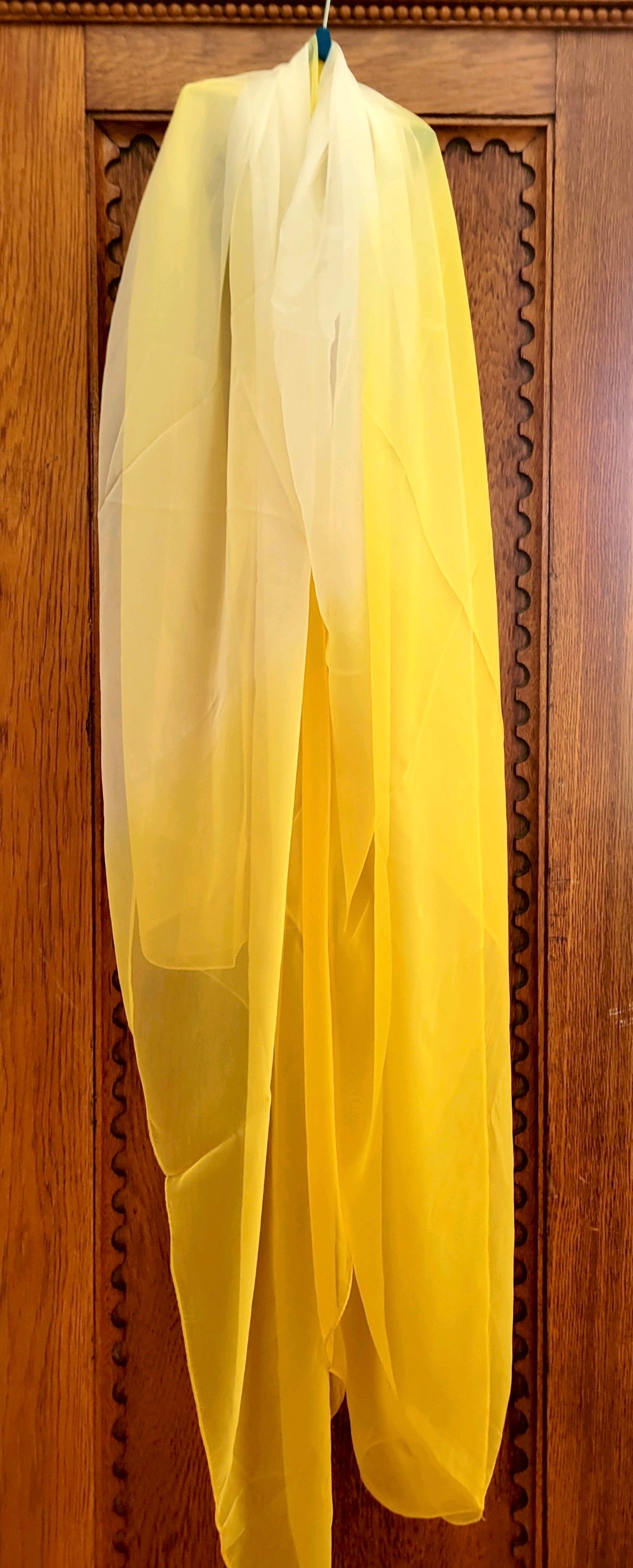 Brilliant Yellow and White Sheer Scarf
