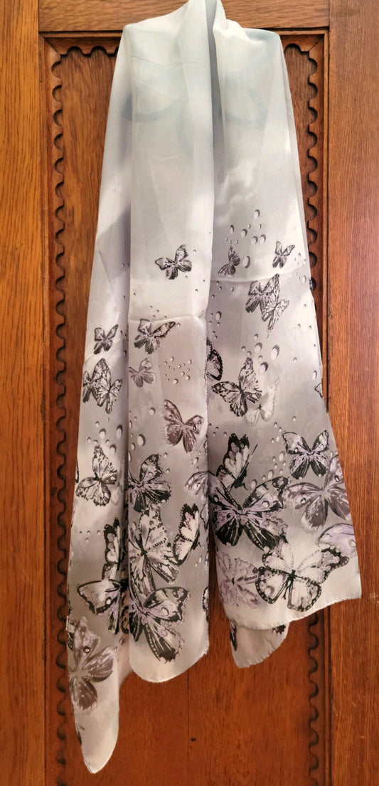 Charcoal Gray Butterflies Scarf