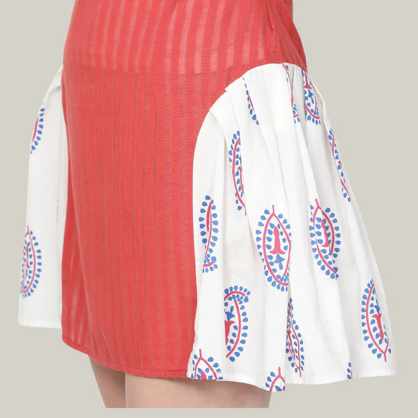 Jessica Rust two tone dress with flounce skirt